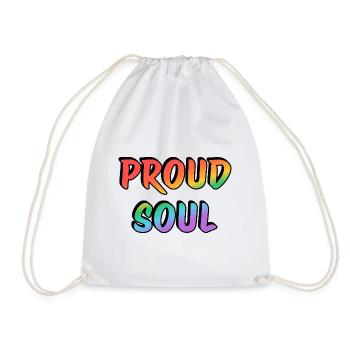 Proud Soul Rainbow Handwriting Typography - Drawstring Bag - white - Front