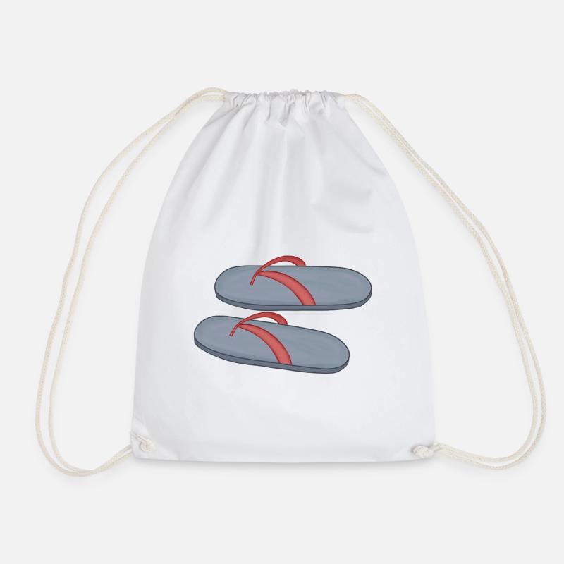 Beach Flip Flop Design - Drawstring Bag - white