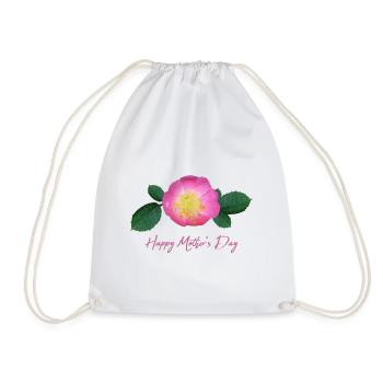 Mothers Day Rose - Drawstring Bag - white - Front