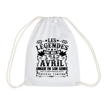 Vintage Flourish Cadeau Anniversaire Avril 1982 - Sac de sport léger - blanc - Devant