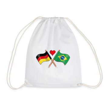Ich liebe Brasilien Deutschland Flaggen Herz Fahne - Turnbeutel - Weiß - Vorne