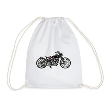 Vintage Cruiser Motorcycle Design - Drawstring Bag - white - Front