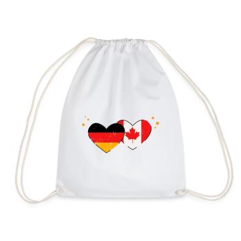 I love Canada Germany Flags Hearts Flags - Drawstring Bag - white - Front
