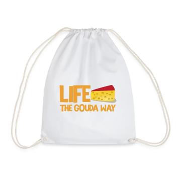 Gouda design for cheese dairy and Gouda cheese - Drawstring Bag - white - Front