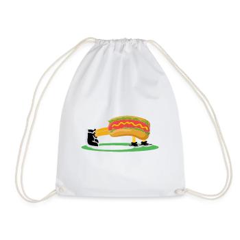 Hot Dog Bodybuilding Fitness Gym Gift - Drawstring Bag - white - Front