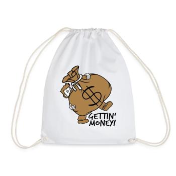 gettin money carry heavy dollar symbol sign g - Drawstring Bag - white - Front