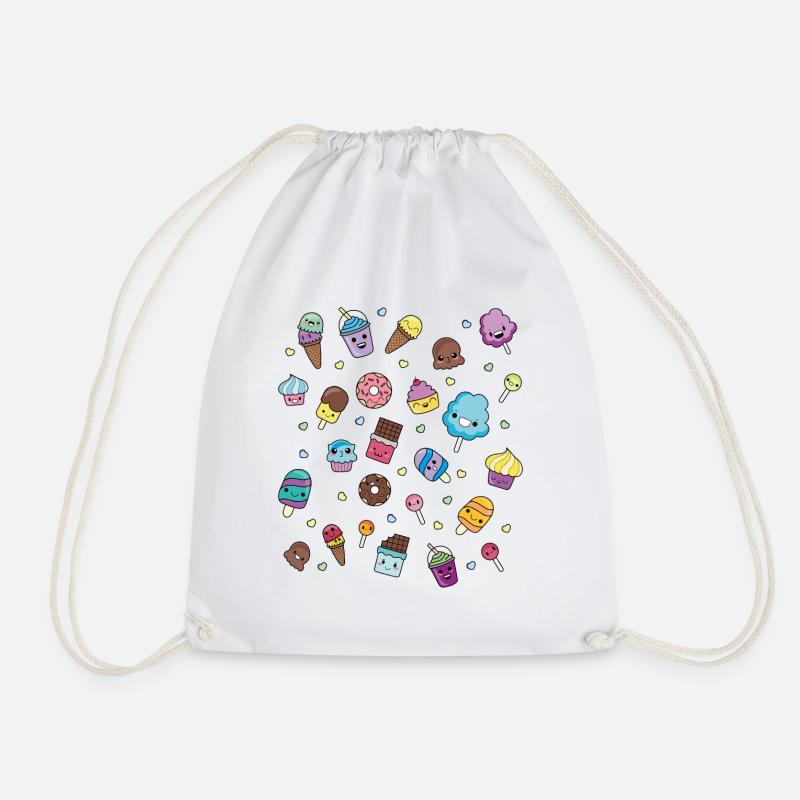 Kawaii doodle - sweets - Drawstring Bag - white