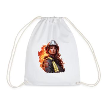 Firefighter / Fire / Fire / Extinguish / Heroine - Drawstring Bag - white - Front