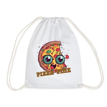 Pizza (with text) - Drawstring Bag - white - Front