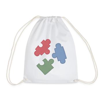 Puzzle Colors Puzzle Group of Three - Drawstring Bag - white - Front