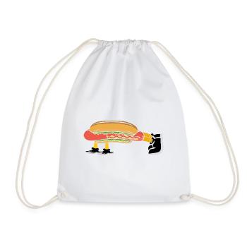 Hot Dog Bodybuilding Fitness Gym Gift - Drawstring Bag - white - Front