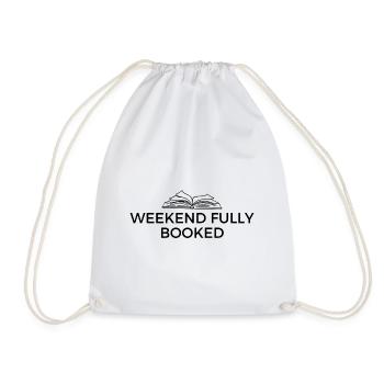 Weekend fully booked - Design for book fans - Drawstring Bag - white - Front
