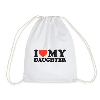 I love my daughter heart shirt - Drawstring Bag - white - Front