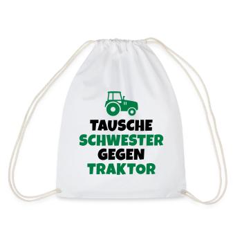 Tausche Schwester gegen Traktor - Turnbeutel - Weiß - Hinten