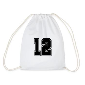 12 shirt number college style football soccer number - Drawstring Bag - white - Back