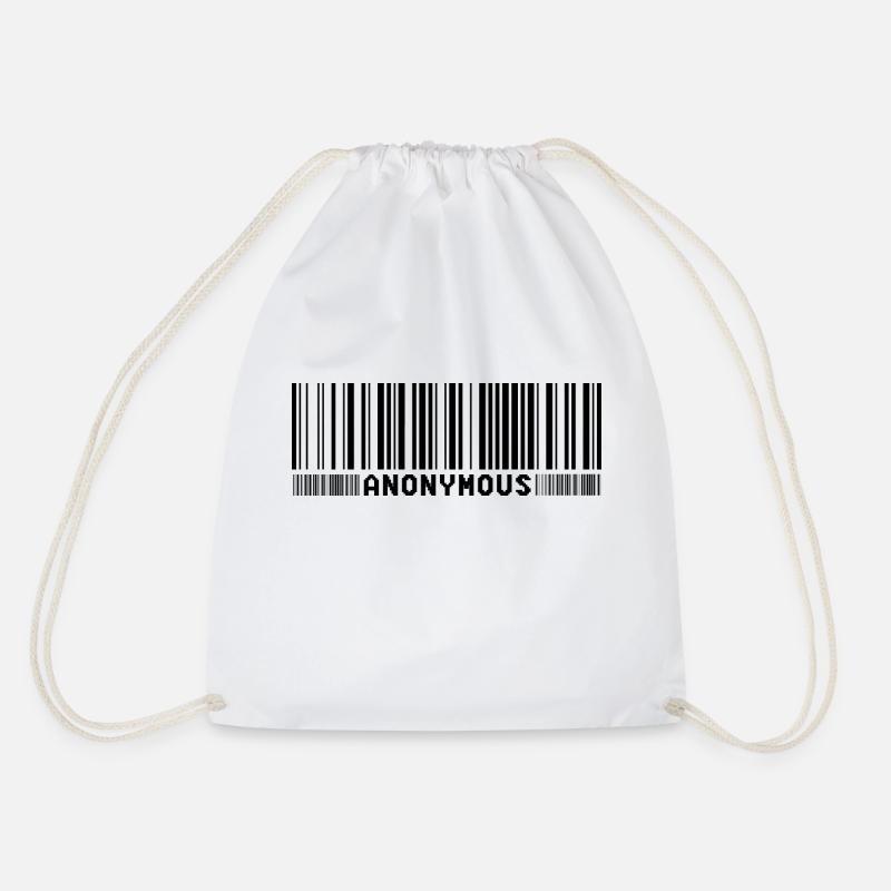 Anonymous Barcode - We Are Legion - Shirt - Drawstring Bag - white