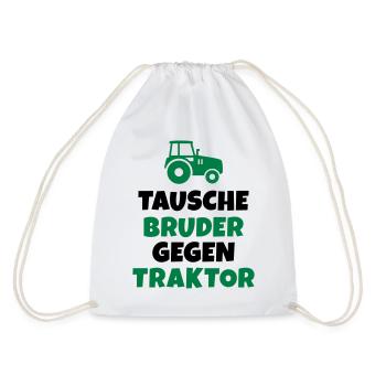 Tausche Bruder gegen Traktor - Turnbeutel - Weiß - Hinten