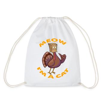 Thanksgiving Drôle de dinde Faux chat Rétro Femmes Hommes - Sac de sport léger - blanc - Dos
