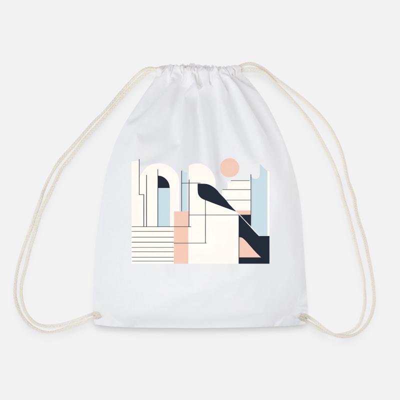 Modern Minimalism - Drawstring Bag - white