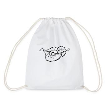 Sexy lips, to fall in love with, gift idea, bite - Drawstring Bag - white - Back