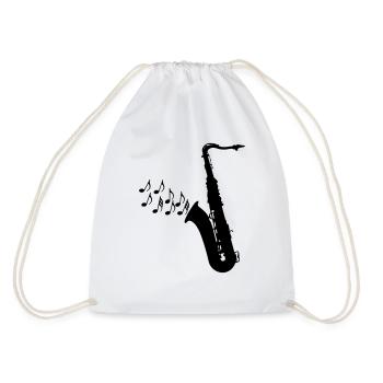 Saxofon - Turnbeutel - Weiß - Hinten