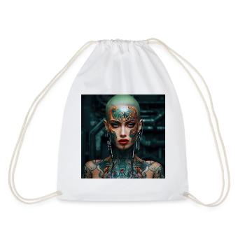 Woman cyborg - Drawstring Bag - white - Back