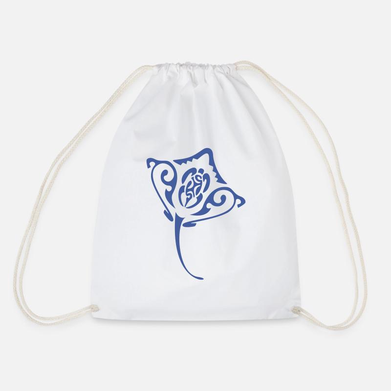 Eagle Ray - Drawstring Bag - white