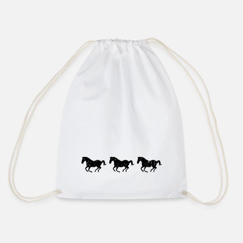 Galloping horses used look black - Drawstring Bag - white