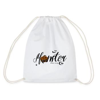 Spooky Monster Lettering with Ghost & Pumpkin - Drawstring Bag - white - Back