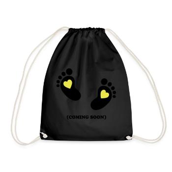 Baby - coming soon - 2c - Drawstring Bag - black - Front