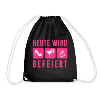 Team Braut - Bridal Shower - Party - JGA - Turnbeutel - Schwarz - Vorne