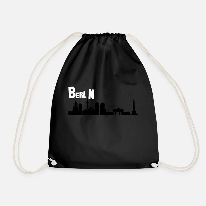 berlin_v4 - Drawstring Bag - black