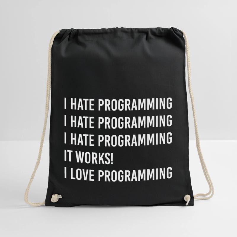 I hate programming, I love programming Turnbeutel