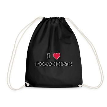 I LOVE COACHING (schwarz/weiße Umrandung) - Turnbeutel - Schwarz - Vorne