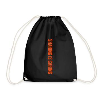 Sharing means caring help saying gift - Drawstring Bag - black - Front