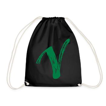 V, Grüner Haken, Grün, Coole, Sprüche, vegan - Turnbeutel - Schwarz - Vorne