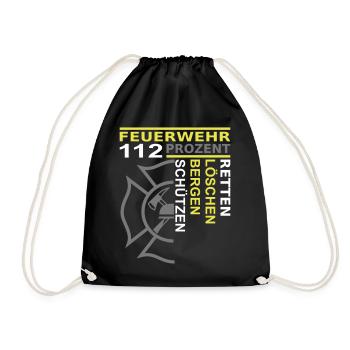 Feuerwehr 112 Retten Löschen Bergen Schützen - Turnbeutel - Schwarz - Vorne