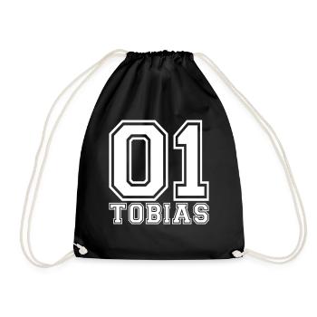 Tobias- Name - Turnbeutel - Schwarz - Vorne