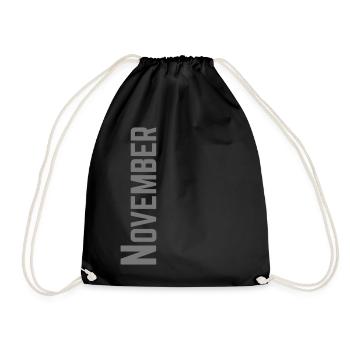 November month as text | Color customizable - Drawstring Bag - black - Front