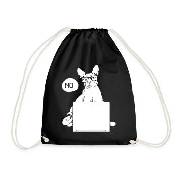 it shirt cat no - Drawstring Bag - black - Front