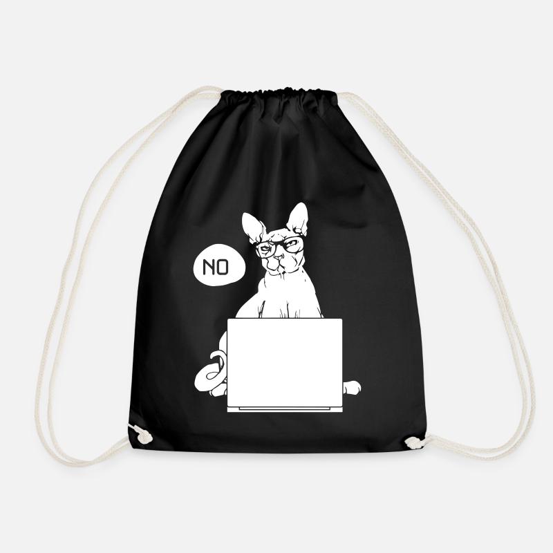 it shirt cat no - Drawstring Bag - black