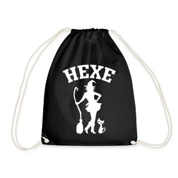 Hexe mit Katze CatRina - Turnbeutel - Schwarz - Vorne