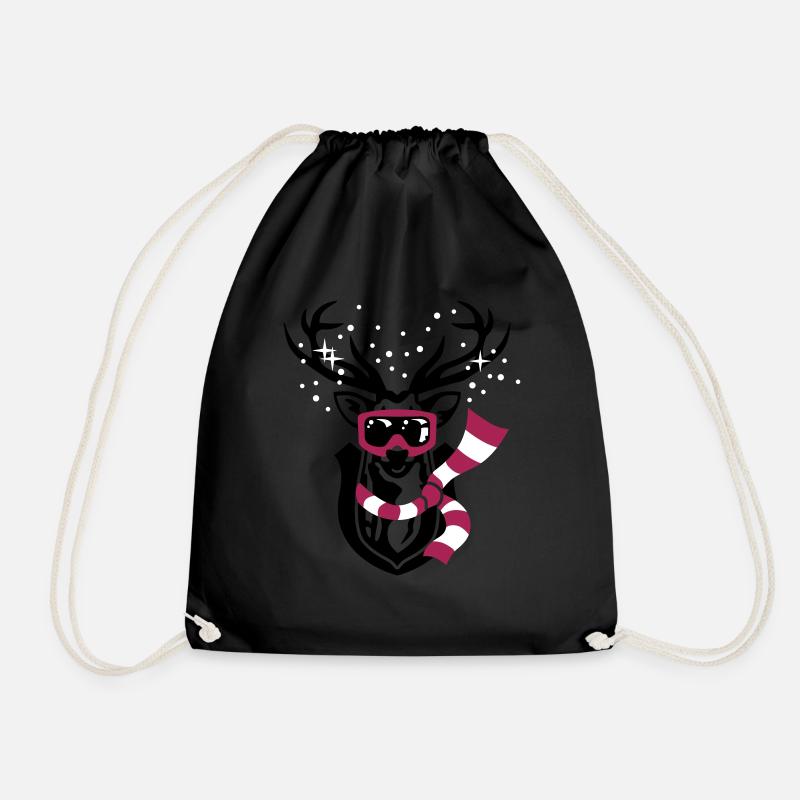 ski stag - Drawstring Bag - black