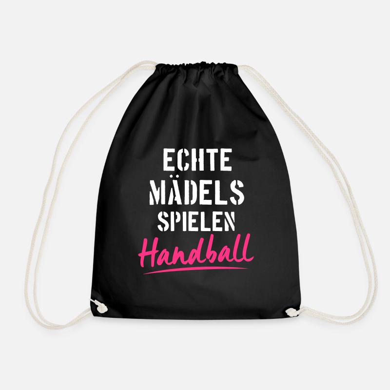Echte Mädels spielen Handball - Handballerin - Turnbeutel - Schwarz