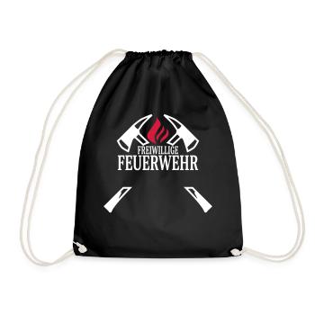 Personalierbar Fw Feuerwehr Axt und Flamme - Turnbeutel - Schwarz - Vorne