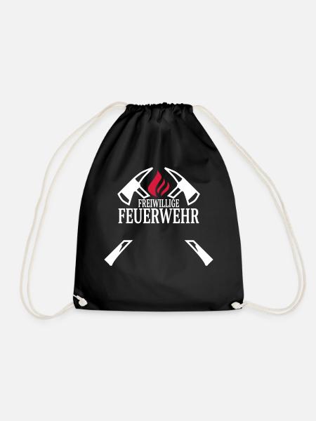 Personalierbar Fw Feuerwehr Axt und Flamme - Turnbeutel - Schwarz