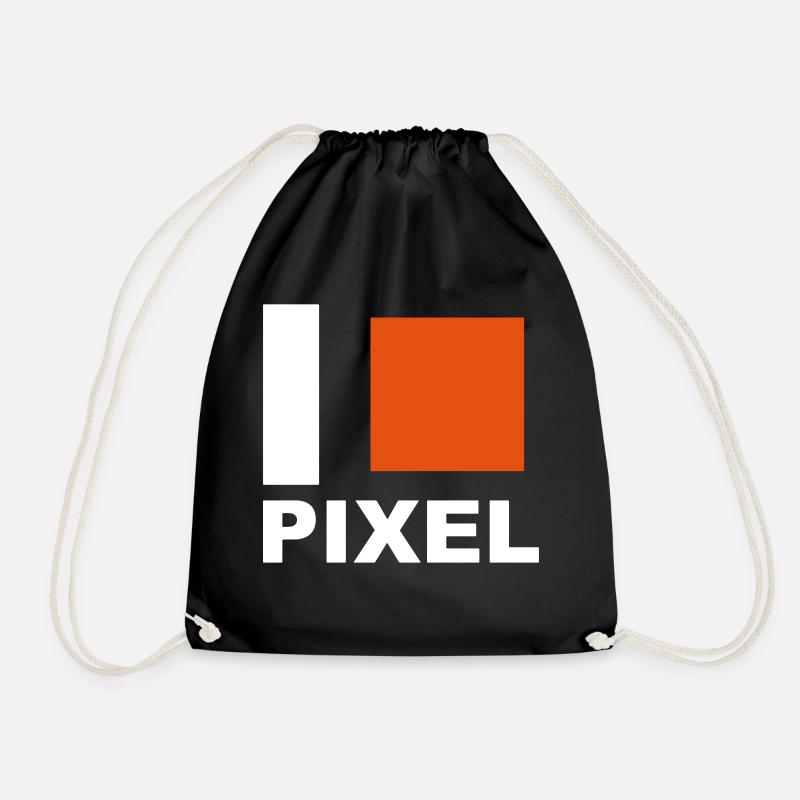 it shirt i love pixel - Drawstring Bag - black