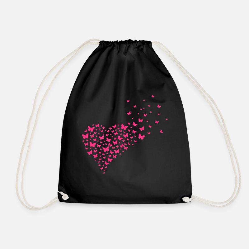 Coeur fait de papillons - couleur variable - Sac de sport léger - noir