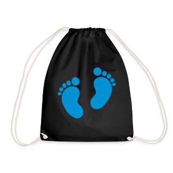 Baby Füße Babyfüße - Turnbeutel - Schwarz - Vorne