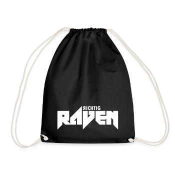 Richtig Raven Schriftzug - Turnbeutel - Schwarz - Vorne